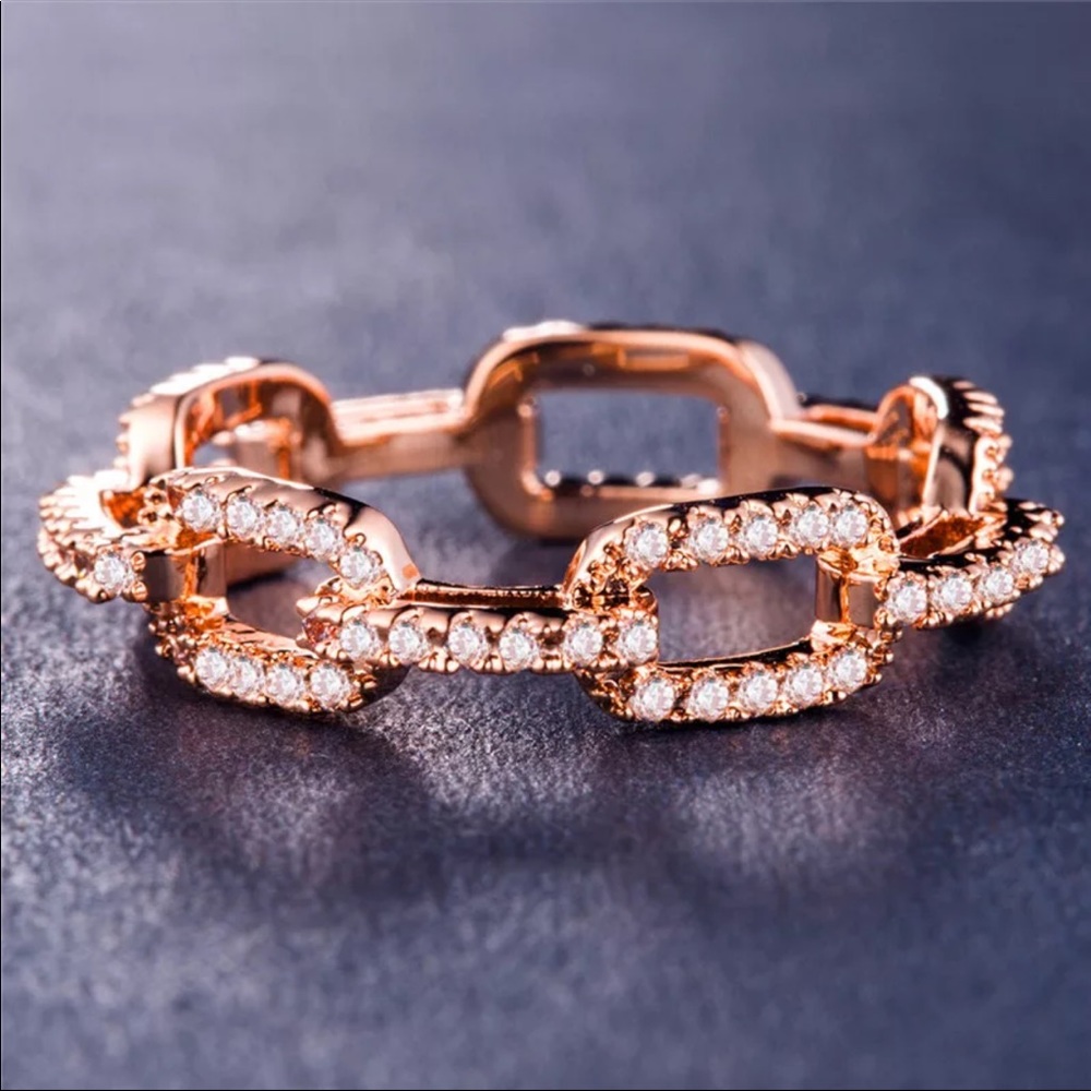 New Women’s Rose Gold Plated Diamond Eternity Ring